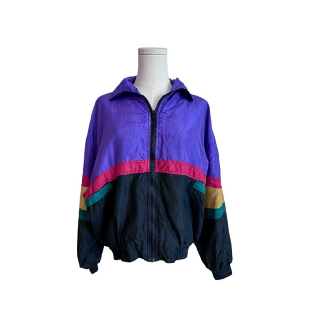 Details Express Vibrant Color‎ Block VTG 90’s Silk Windbreaker Jacket Women’s L